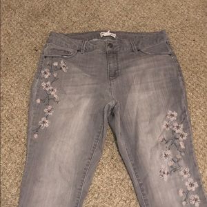 Gray/ cherry blossom jeans